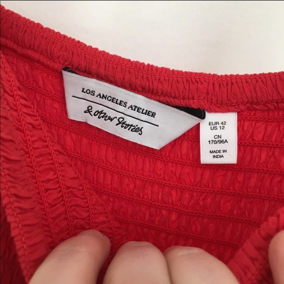 & Other Stories Smocked Red Mini Dress - Picture 5 of 5